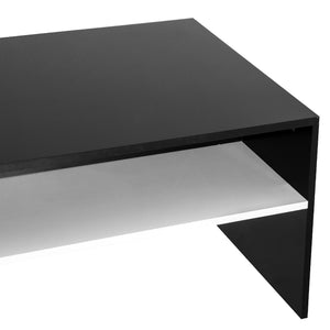 English Elm Homcom Modern Coffee Table, 2-Tier Rectangular Center Table With Storage Shelves For Living Room, Black/White