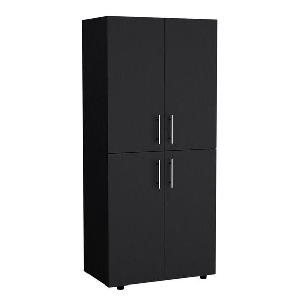 English Elm Hazel Tall Four-Door Armoire Closet Cabinet with Six Shelves, Two Hanging Rods for Clothes Storage Black 39.4 L x 23.2 W x 5.5 H B200S00371