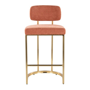 English Elm Fixed-height Barstools Powder Coated Steel Frame Brown Upholstered Seat Set of Two Salmon B202P471213