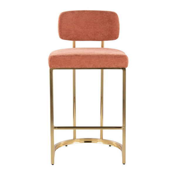 English Elm Fixed-height Barstools Powder Coated Steel Frame Brown Upholstered Seat Set of Two Salmon B202P471213