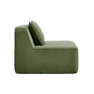English Elm Martha Armless Corduroy Sofa Deep Seat Lounge Design with Cloud Comfort Pillows Green W3041P353177