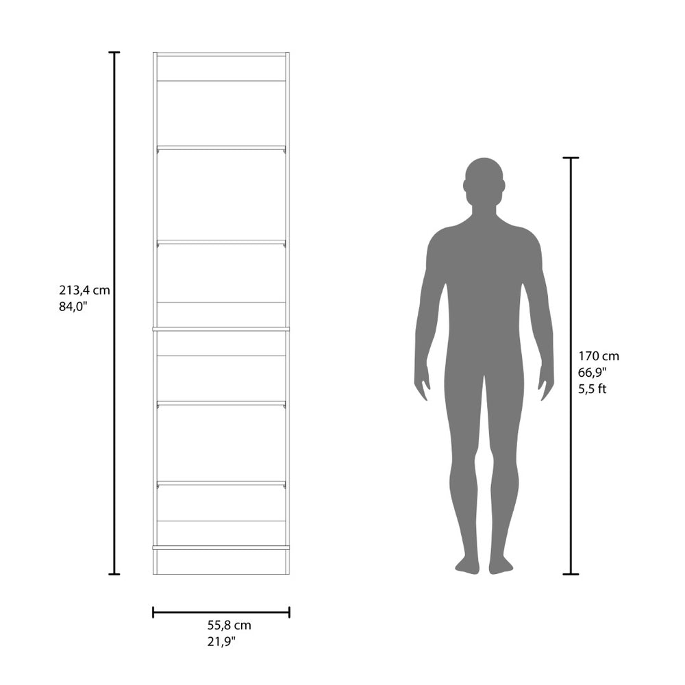 English Elm Cabot Six Shelf Tall Wardrobe Closet White Melamine Vertical Bedroom Storage B097S00243