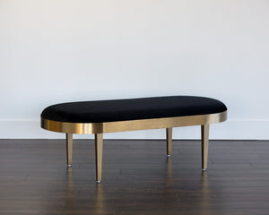 Sunpan Jolie Bench - Chic Oval Velvet Seat with Brushed Gold Frame for Stylish Home & Contract Spaces