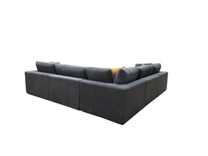 English Elm Coffee Bean Basket Weave Modular Sectional Foam Compressed with Toss Pillows Included Light Gray B2748S00069