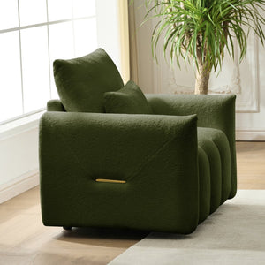 English Elm 35 Inch Teddy Velvet Lounge Chair Plush Curved Accent Seat for Living Room W2564P457793