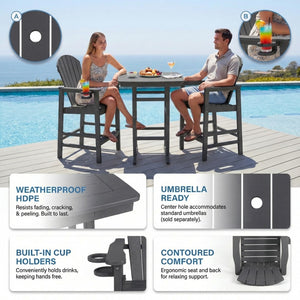 English Elm 3-piece Outdoor Bar Height Bistro Set Hdpe Poly Lumber Slatted Pub Table Two Chairs Gray W3566S00029