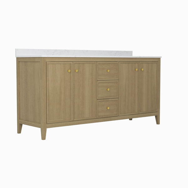 English Elm 24" Freestanding Bathroom Vanity with Countertop Soft Close Storage Melamine Cabinet T3785P442258