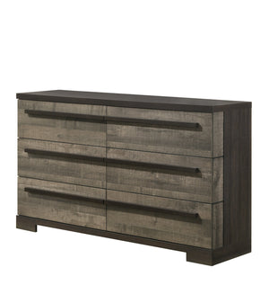 English Elm 1pc Six Drawer Dresser with Urban Gray Finish, Spacious Wooden Bedroom Storage, Durable Craftsmanship Ebony,Gray 63.98 L x 20.12 W x 39.53 H B2741P354528
