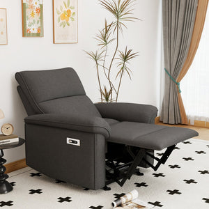 English Elm Wall Zero Wall Power Recliner Chair with Overstuffed Backrest, USB Type-C Charging Port, Space-Saving Electric Recliner for Small Rooms Dark Gray W1028S00055