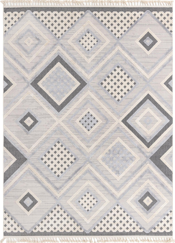 Unique Loom Arlo Hannah Machine Made Geometric Rug Sandy Beige, Gray/Beige/Black 9' 0" x 12' 2"