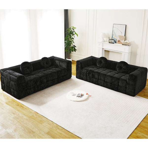 English Elm Wf032-2S-Vl-Bk-1 Luxurious Velvet Sofa Cushion - Plush Comfort, Elegant Design, Perfect For Relaxation W834P149935-GIGA