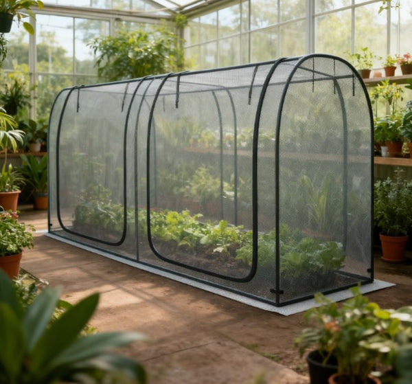 English Elm Easy Access Crop Cage with Hdpe Mesh Steel Frame Two Zippered Doors and Ground Stakes T3971P421997