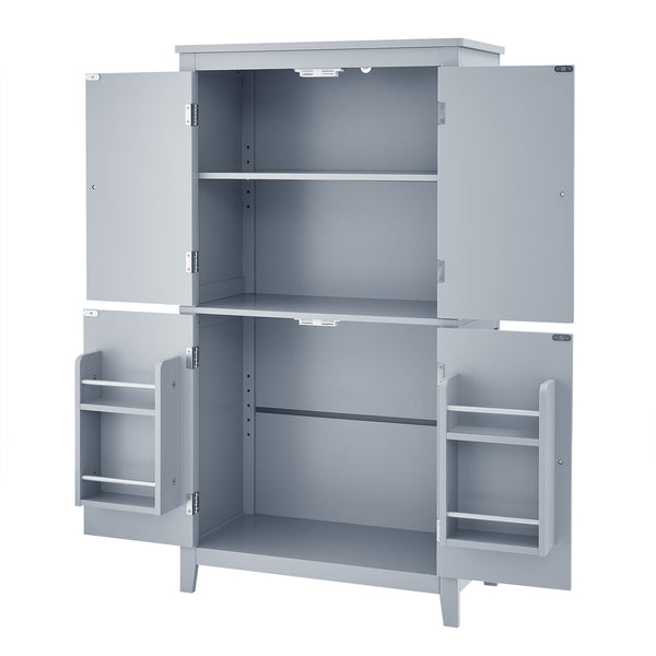 English Elm Elegant Bathroom Floor Storage Cabinet with 4 Doors, Adjustable Shelves, Anti-Tip Design, 28"L x 15"W Grey N725P188461E