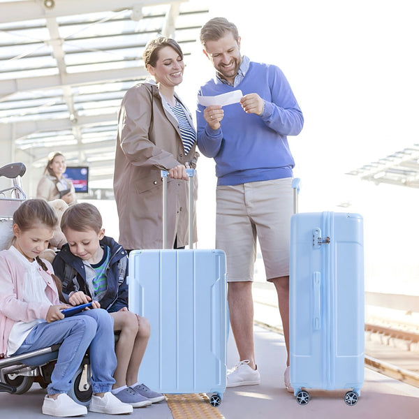 English Elm Luggage Set 3 Piece Abs Hard Shell Expandable Suitcase with Tsa Lock Spinner Wheels Sky Blue N730P296584S