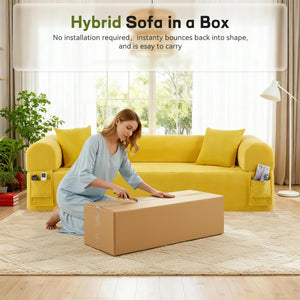 English Elm 3seater Corduroy Cloud Sofa No Assembly Pillow Soft Seating for Apartments and Living Rooms Yellow W3396P483186