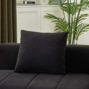 English Elm Two Curved Chenille Sectional Sofa with Sculptural Modular Design and Four Throw Pillows Black W834S00579
