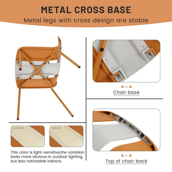 English Elm Holiday Stackable Polypropylene Side Chair Set of Four for Indoor Outdoor Dining Beige,Tropical Orange,White W3450P447383