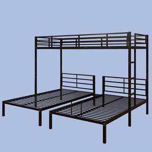 English Elm Triple Bunk Bed Steel Frame Sleeps Three Kids with Noise Reduced Powder Coated Design W3752S00013