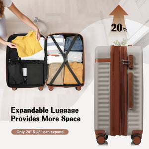 English Elm Luggage 3 Piece Abs Hard Shell Set with Usb Port Front Access and Spinner Wheels Khaki N726P307555K