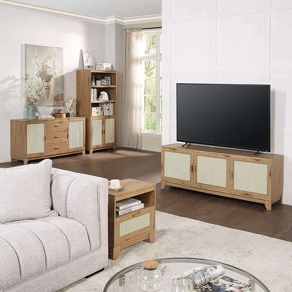 English Elm Sheridan 31" Bookcase Cabinet with 7 Shelves, Soft-Close Doors, Adjustable Shelves, Stylish Legs Natural B365P397893
