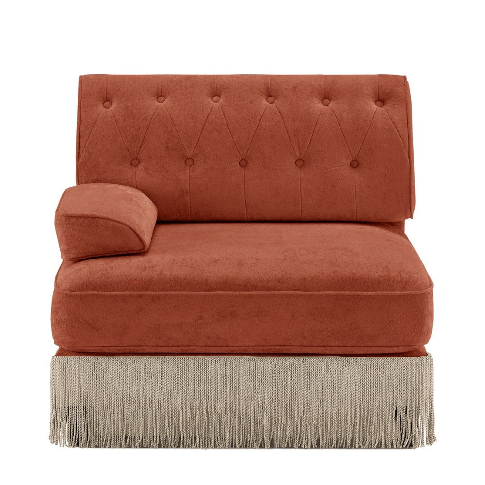 English Elm Sofa Modular Sectional Tufted Velvet Fleece with Tassel Skirt and Ottoman Included W714P450876