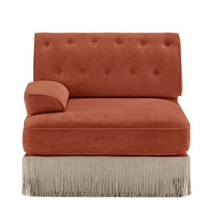 English Elm Sofa Modular Sectional Tufted Velvet Fleece with Tassel Skirt and Ottoman Included W714P450876