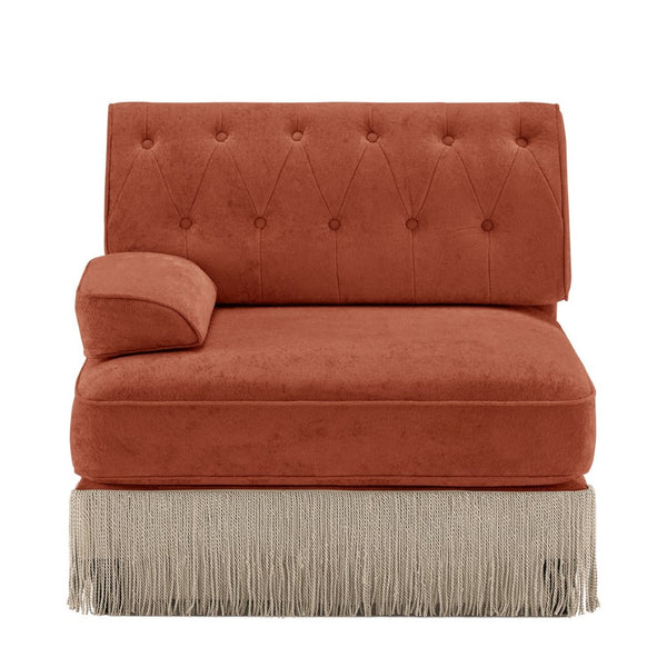 English Elm Sofa Modular Sectional Tufted Velvet Fleece with Tassel Skirt and Ottoman Included W714P450876