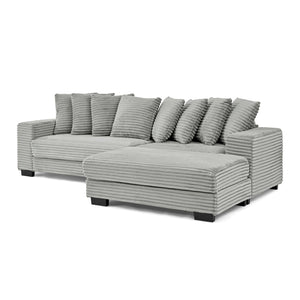 English Elm Corduroy Stylish Modular Sleeper Sectional Sofa – Gray Tufted Design With Versatile Footrests & Easy Assembly W487S00341