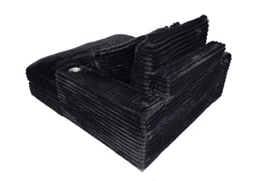 English Elm Modern Fur-Like Jumbo Corduroy Chaise Lounge with Cup Holders USB Port Plush Pillows Wooden Legs Black 59 L x 21 W x 68 H B011P396711