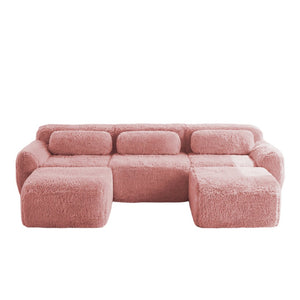 English Elm U-shaped Modular Sectional Sofa Plush Cloud Foam Boneless Build for Home Theater Lounging Pink W714S01560
