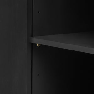 English Elm U_STYLE Vertical Striped Door Storage Cabinet with Metal Handles, Adjustable Shelves, 220lb Top Capacity Black WY000407AAB