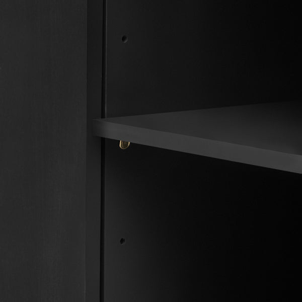 English Elm U_STYLE Vertical Striped Door Storage Cabinet with Metal Handles, Adjustable Shelves, 220lb Top Capacity Black WY000407AAB
