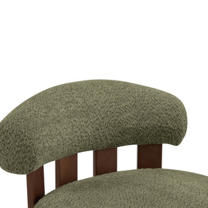 English Elm Christopher Knight Home® - Modern Boucle Accent Chair with Plush Rounded Silhouette, Solid Wood Frame, Cozy Reading Seat Olive Green,Walnut 29 L x 28.5 W x 21.85 H N776P278240S