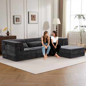 English Elm Compression Mahjong Sofa: Versatile Modular Floor Bed With Plush Fleece, No Assembly & Cozy Design W3723S00025