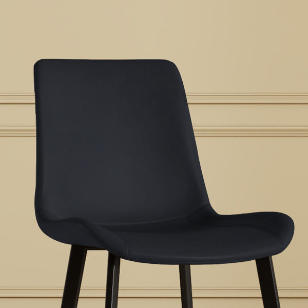 English Elm Modern PU Leather Dining Chairs with Carbon Steel Legs, Water-Resistant, 330lb Capacity, Set of 4 Black W2699P388294