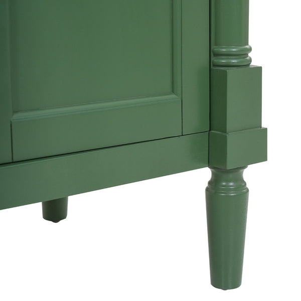 English Elm 30" French Style Bathroom Vanity with Ceramic Basin Soft Close Doors Wood Legs Green N710P415327F