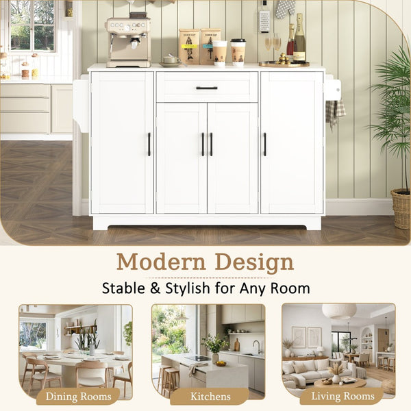 English Elm U_style Contemporary Buffet Cabinet Melamine Mdf Dining Room Storage with Adjustable Shelves White N711P437643K