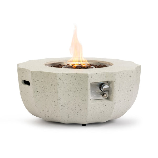 English Elm 36" Round Propane Fire Pit Table 50000 Btu Mgo Stone Finish Outdoor Patio Deck W853P277119
