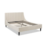 English Elm Aspen Vertical Tufted Modern Headboard Platform Bed Set, Queen, French Beige Performance Velvet