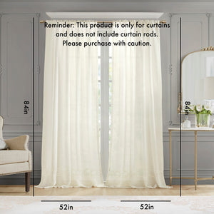 English Elm Embroidery Curtain Panel - Elegant Semi-Sheer Design With Embroidered Hem, 52"W X 84"L, Single Panel B035129647