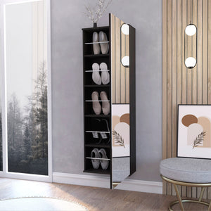 English Elm Connecticut Wall Mounted Shoe Rack with Mirror, 5 Shelves Holds 10 Pairs, Space-Saving Entryway Organizer B128P148901