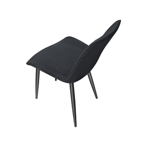 English Elm Black Pu Leather Dining Chairs Set Of 6 - Modern Armless Design For Kitchen, Restaurant & Office Use T3967P383849