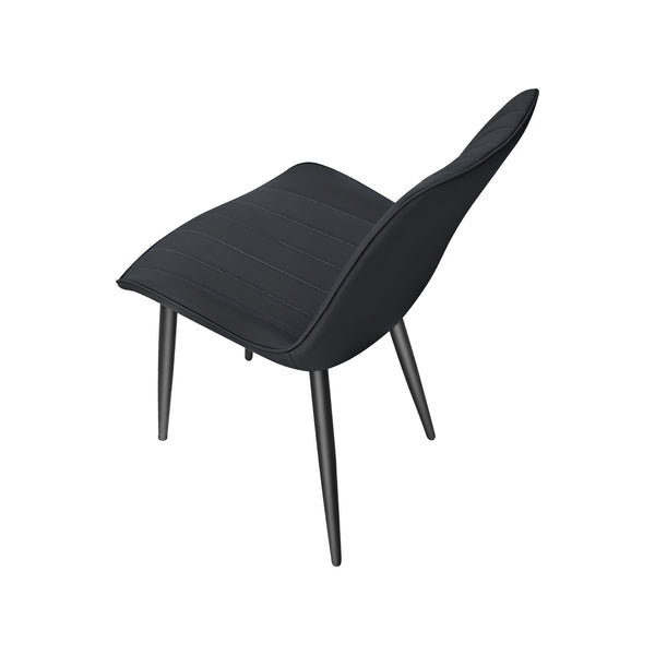 English Elm Black Pu Leather Dining Chairs Set Of 6 - Modern Armless Design For Kitchen, Restaurant & Office Use T3967P383849