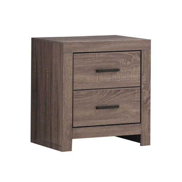 English Elm 2 Chic Two-Drawer Nightstand with Sparkling Acrylic Panels and Faceted Crystal Hardware for Glam Bedrooms Brown Oak B016P255592