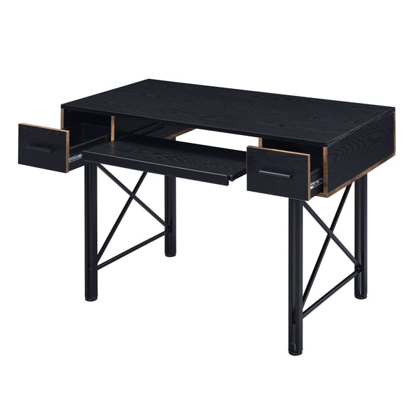 English Elm Black Computer Desk with Smooth Drawer Glides, Dual Side Storage, Keyboard Tray, Compact 47.5" Width B062P184575