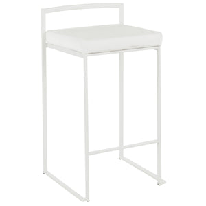 English Elm Fuji Contemporary Stackable Counter Stool Set Of 2 In White Velvet For Chic Indoor Spaces B202P222387