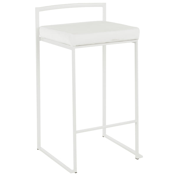 English Elm Fuji Contemporary Stackable Counter Stool Set Of 2 In White Velvet For Chic Indoor Spaces B202P222387