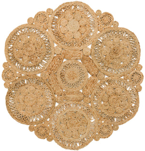 Unique Loom Braided Jute Shalini Hand Braided Floral Rug Natural,  5' 1" x 5' 1"