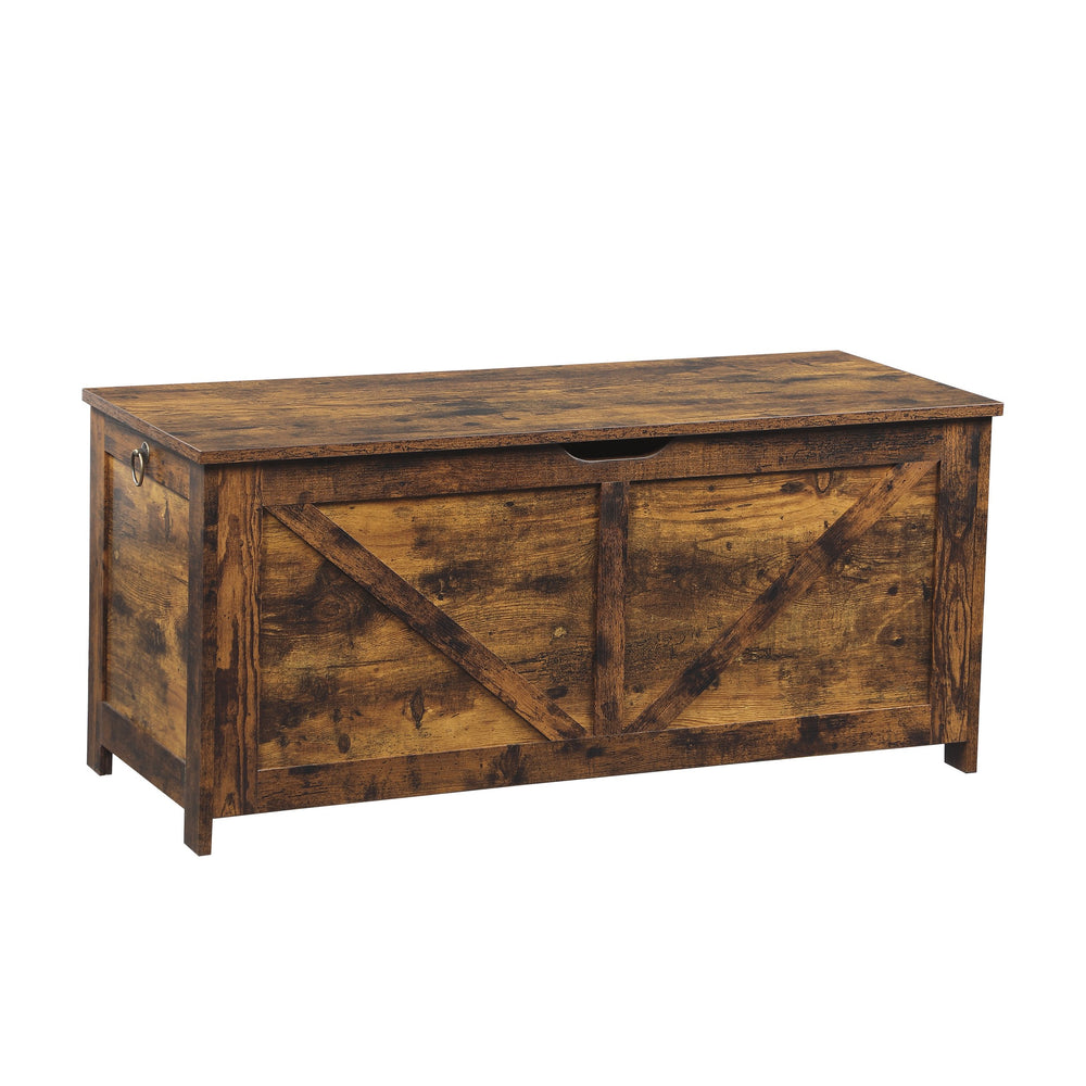 English Elm Storage Chest Vintage-Style Entryway Bench with 300lb Support, Toy & Blanket Organizer, Durable Rustic Brown 43.1 L x 18.9 W x 5.7 H W3151P345854