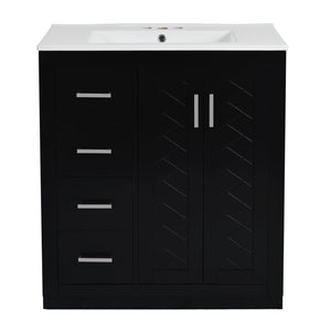 English Elm 60'' Bathroom Vanity Set With Elegant Ceramic Sink, Solid Wood Frame, Ample Storage & Soft-Close Doors N710SS00002B